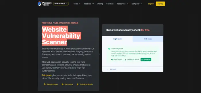 pentests vulnerability scanner can alert you to security concerns you should address