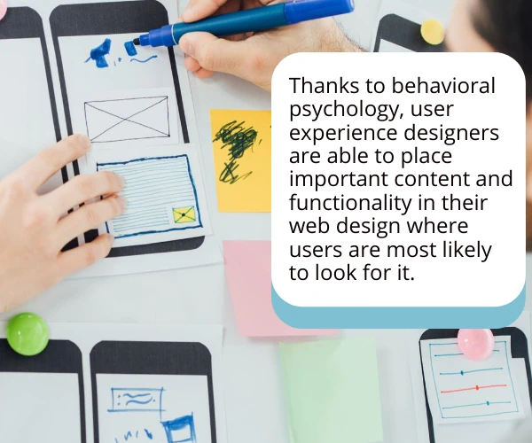 Image showing a user experience designers working on a web design based on behavioral psychology. 