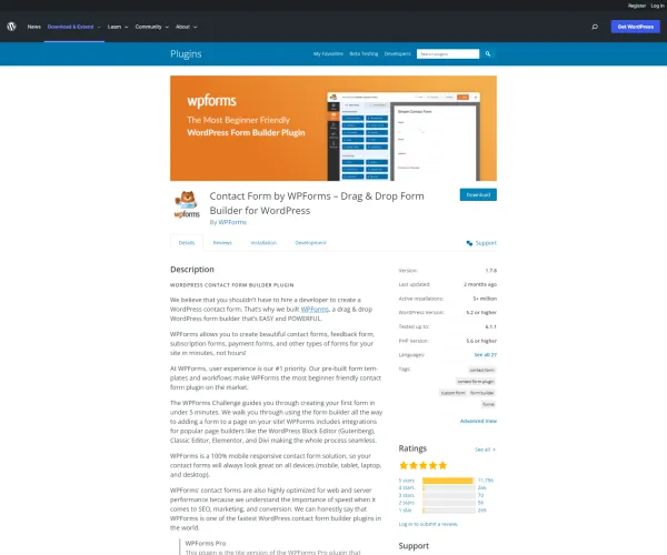 wpforms lite in the WordPress plugin repository