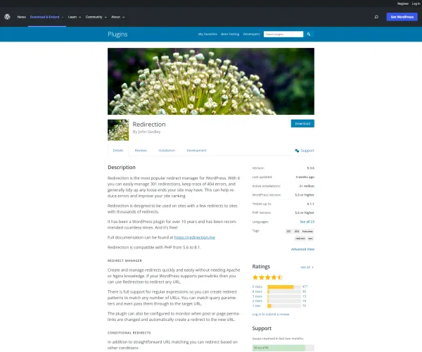 redirection in the WordPress plugin repository