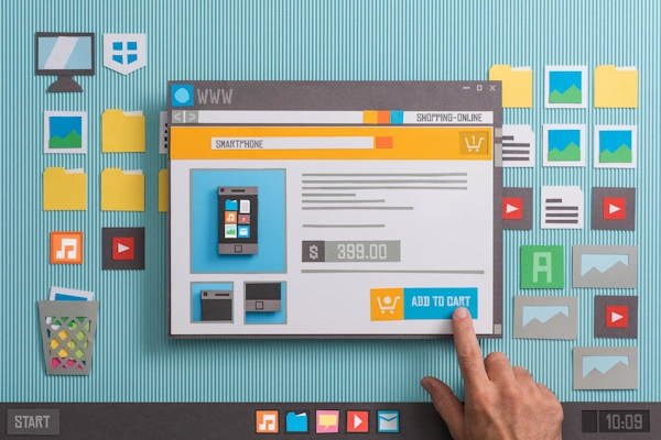 An e-commerce webpage with well-contrasted elements