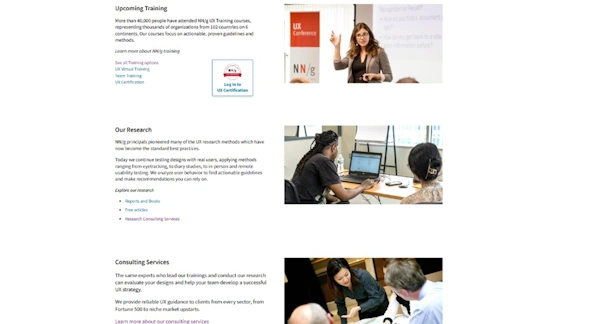 A neat grid of text and images with links