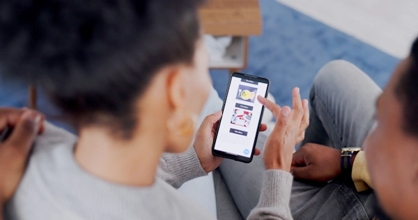 A webpage being tested on a mobile device